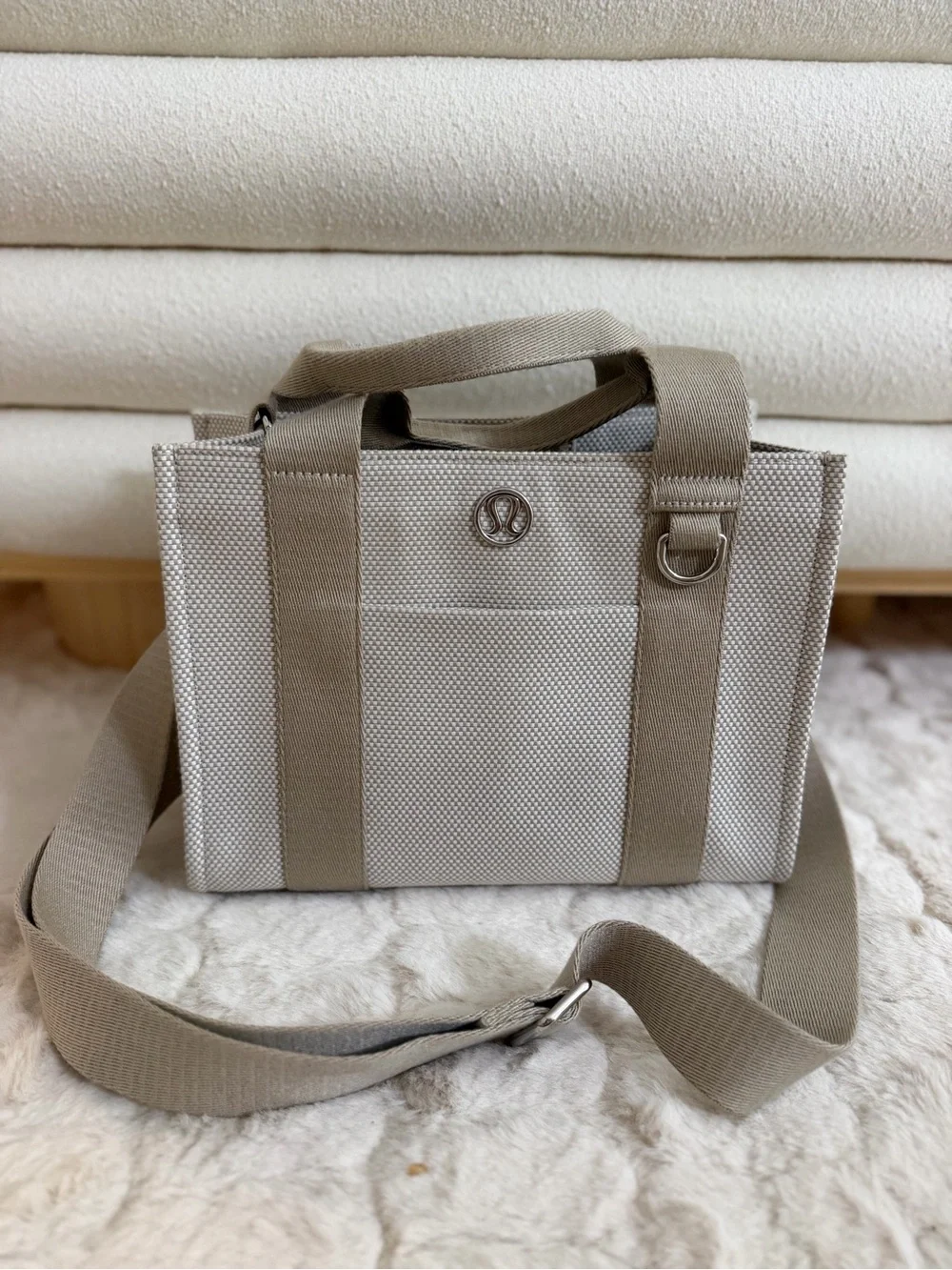 lululemon athletica Light Beige Canvas Mini Tote with Adjustable Strap